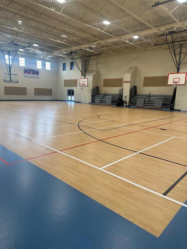 Recreation center basketball court